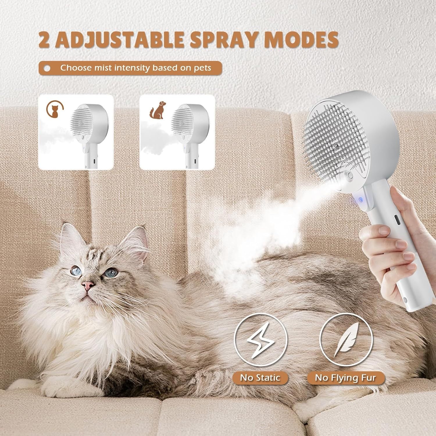 Cat Steam Brush For Shedding Spritz