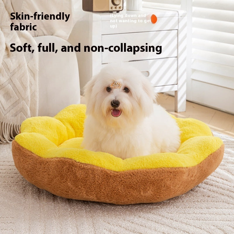 Thick Warm Rabbit Plush Detachable Removable Washable Pet Bed Round Nest