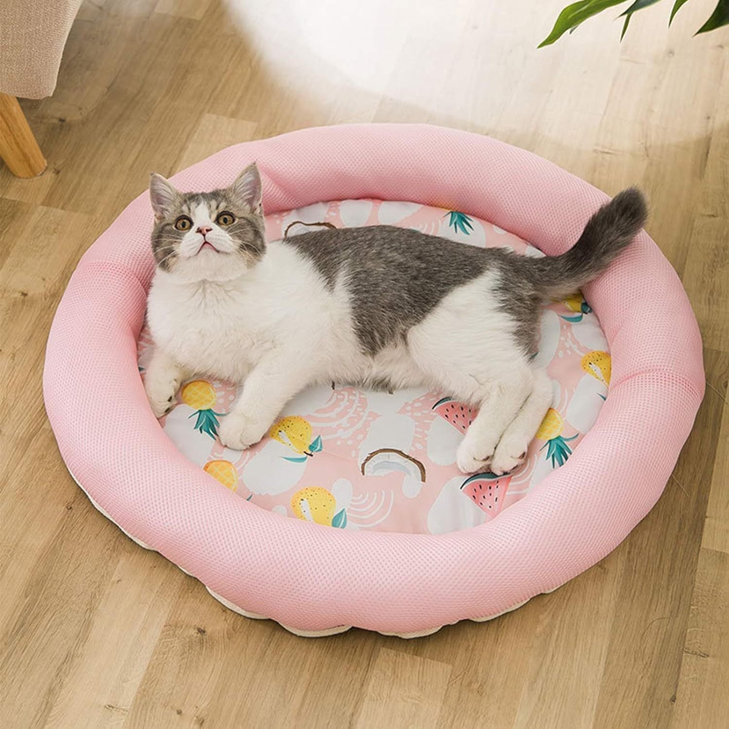 Cooling Dog Bed Soft Summer Ice Pet Pad Cushion For Small Dog Sleeping Round Breathable Mat With Waterproof Cover And Bottom Non-Slip Back Washable