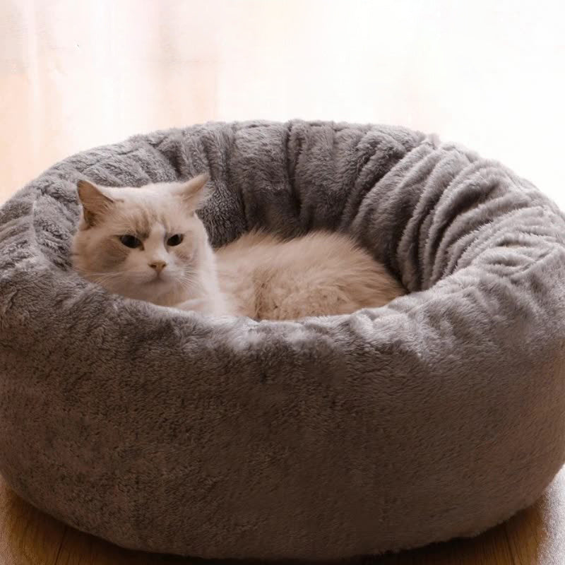 Pet Dog Bed Long Plush Donut Round Dog Kennel Comfortable Fluffy Cushion Mat Winter Warm For Dog Cat House EU Warehouse