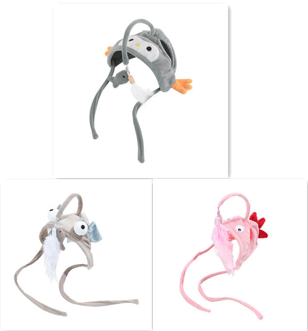 Head Wearing Feather Funny Cat