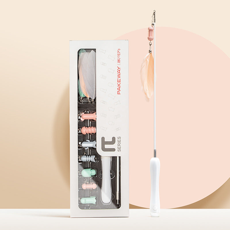 Cat Toy Laser Set Feather Stick