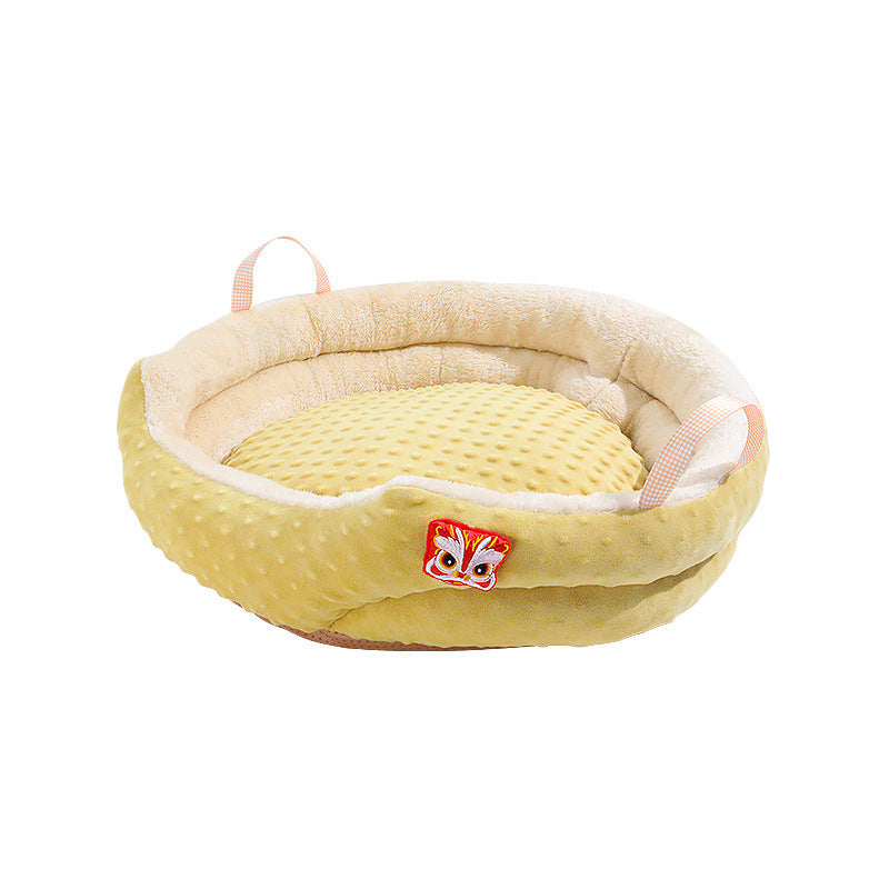 Cat Dog Kennel Doudou Velvet Small Doll Portable Round Nest Dog Cushion Pet Bed Winter Warm Kennel