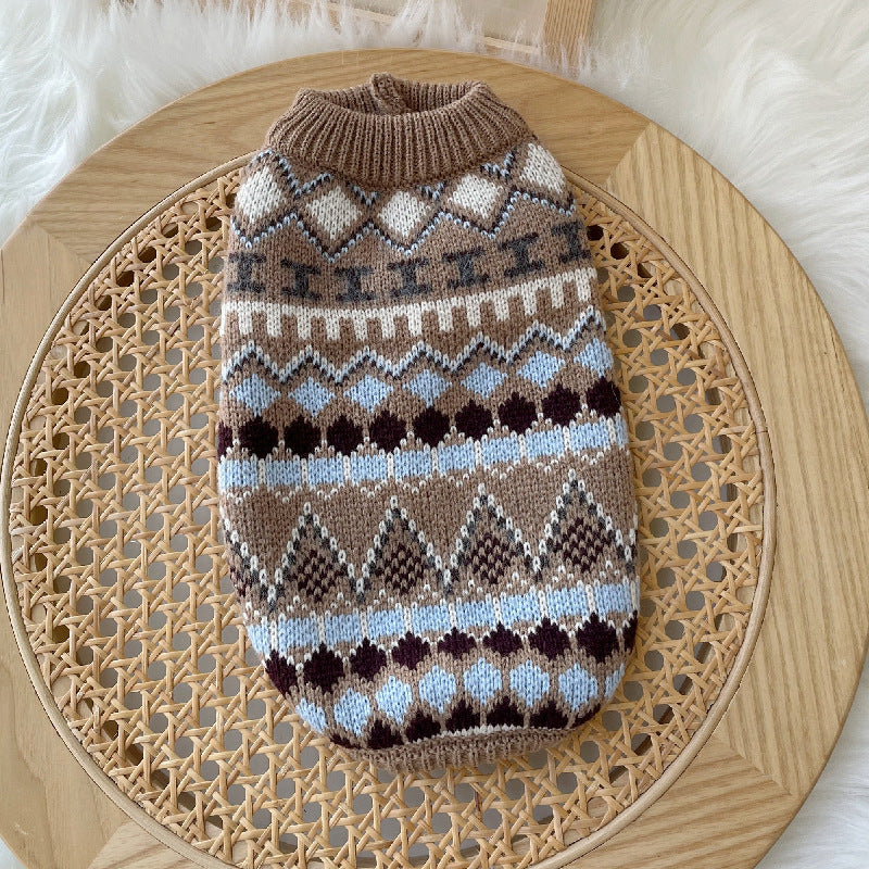 Pet Dog Brown Faux Mink Cashmere Sweater