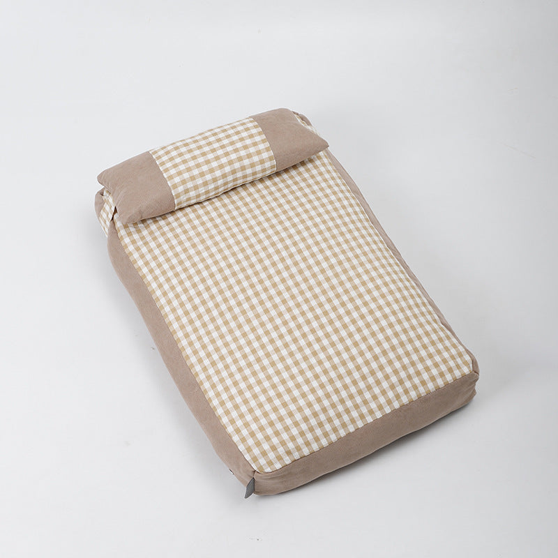 Pet Plaid Color Matching Kennel Removable And Washable Mattress