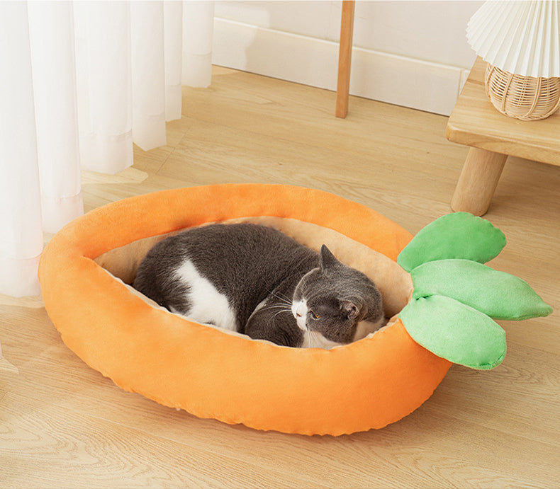 Carrot Dog Nesting Bed With Washable  Soft And Breathable Blanket Small And Medium Pet Bed Puppy Cushion