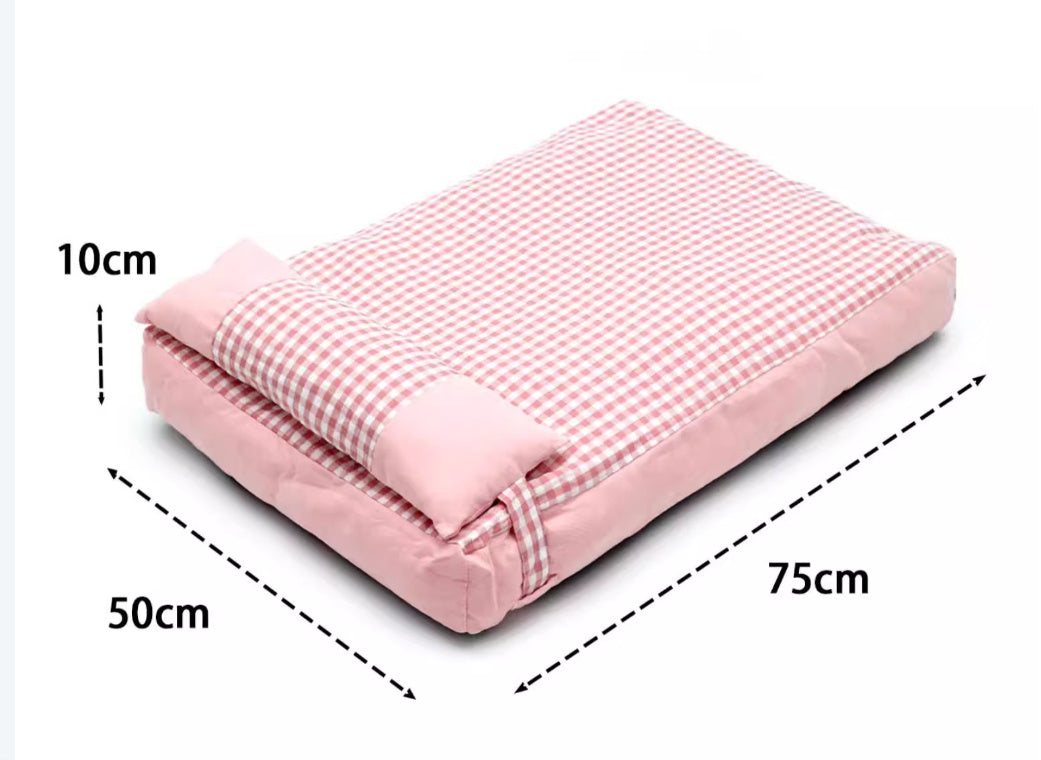 Pet Plaid Color Matching Kennel Removable And Washable Mattress