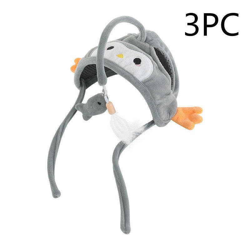 Head Wearing Feather Funny Cat