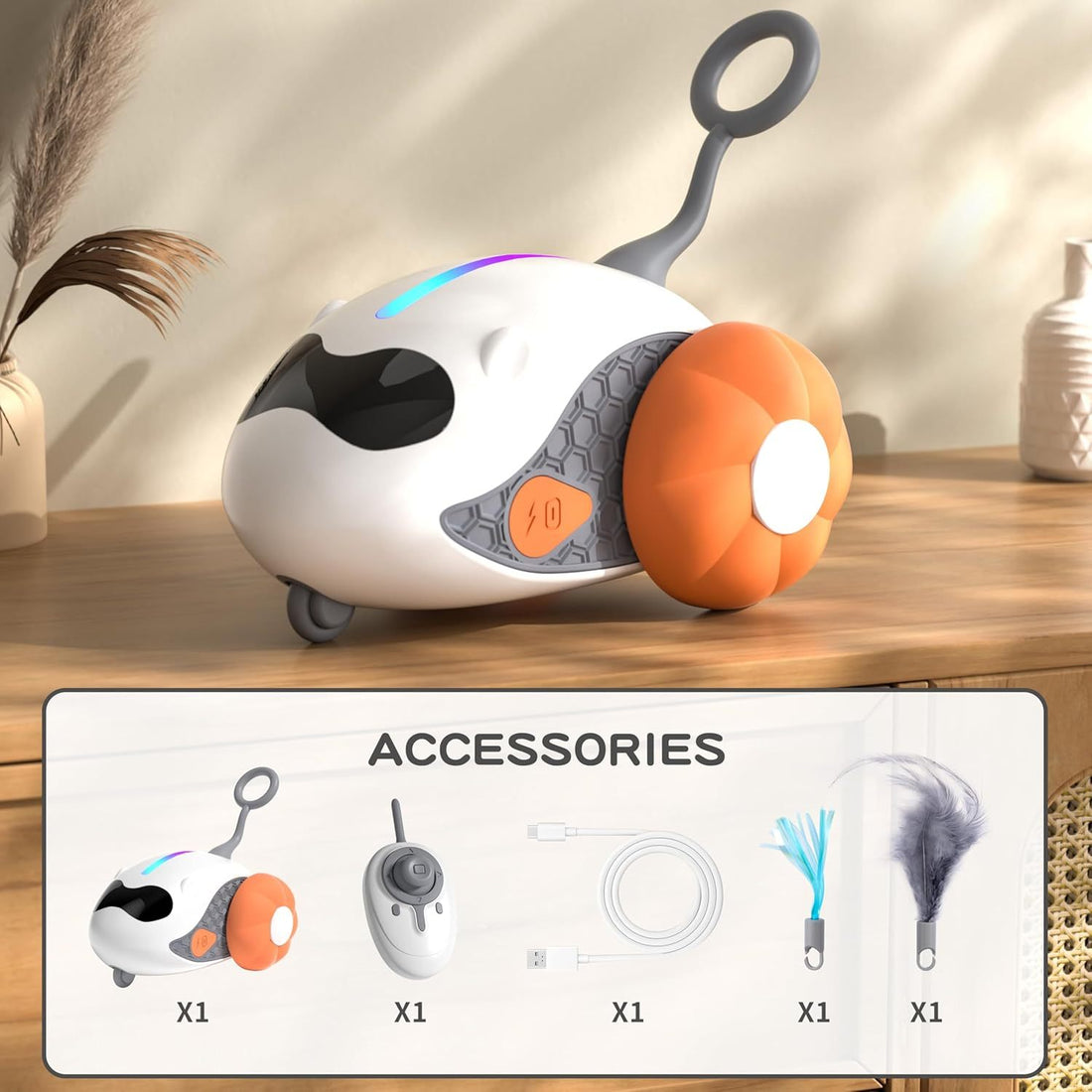 Interactive Cat Toys For Indoor Cats With Upgraded Rechargeable Joystick Remote Control Smart Automatic Moving Cat Toys With Kitten Toys For All Breeds Of Bored Cat Exercise-Blue