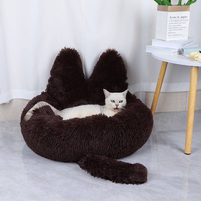 Winter Kennel For Pets, Long Round Plush Nest, Cat Nest, Warm Pet Supplies, Dog Bed, Pet Cushion