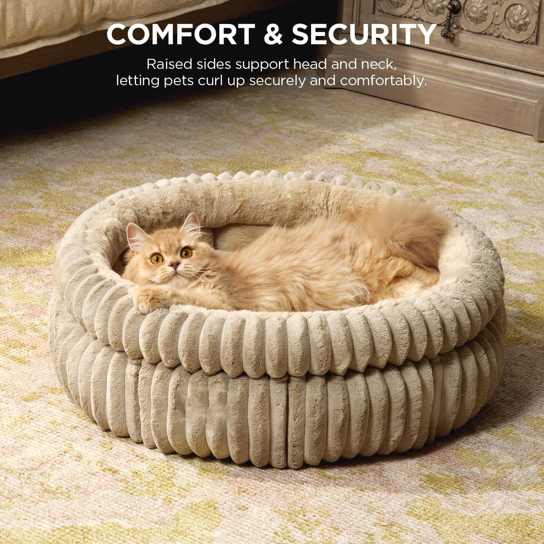 Cat Bed Kitten Bed Washable Round Cat Beds For Indoor Cats Super Soft Plush Faux Fur Pet Bed For Puppy And Kitten With Anti-Slip Bottom
