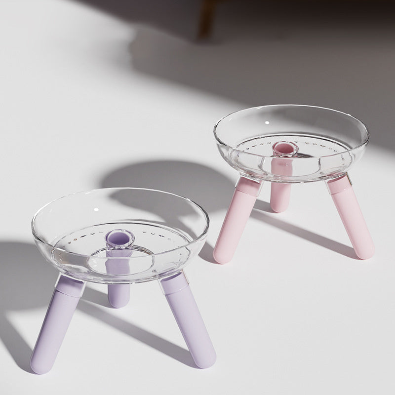 Pet Cat And Dog Feeding Bowl Household Cat And Dog Drinking Water Anti-knock Feeder Transparent Glass Bowl Cat Bowl