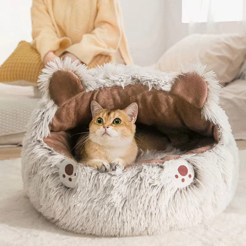 Winter Long Plush Pet Cat Bed
