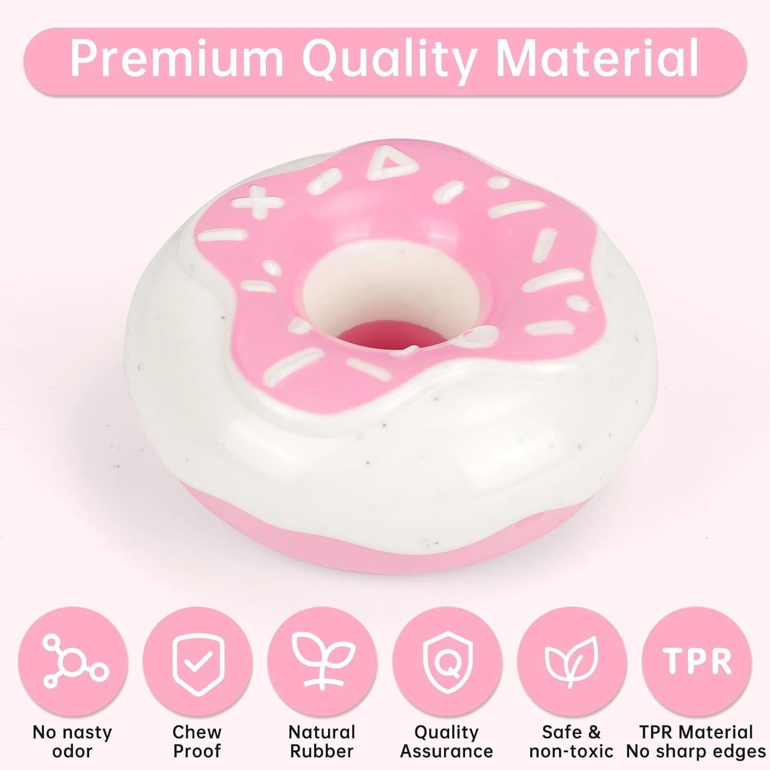 Donut Dog Toy TPR Durable Chewy And Fun Soundmaking Dog Toy Dog Chew Toys For Aggressive Chewers Teeth Grinding Dog Birthday Gifts Interactive Toys For Small Medium Large Dog Breeds