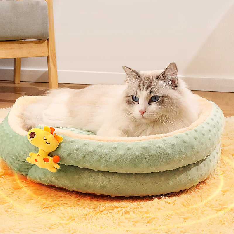 Cat Dog Kennel Doudou Velvet Small Doll Portable Round Nest Dog Cushion Pet Bed Winter Warm Kennel