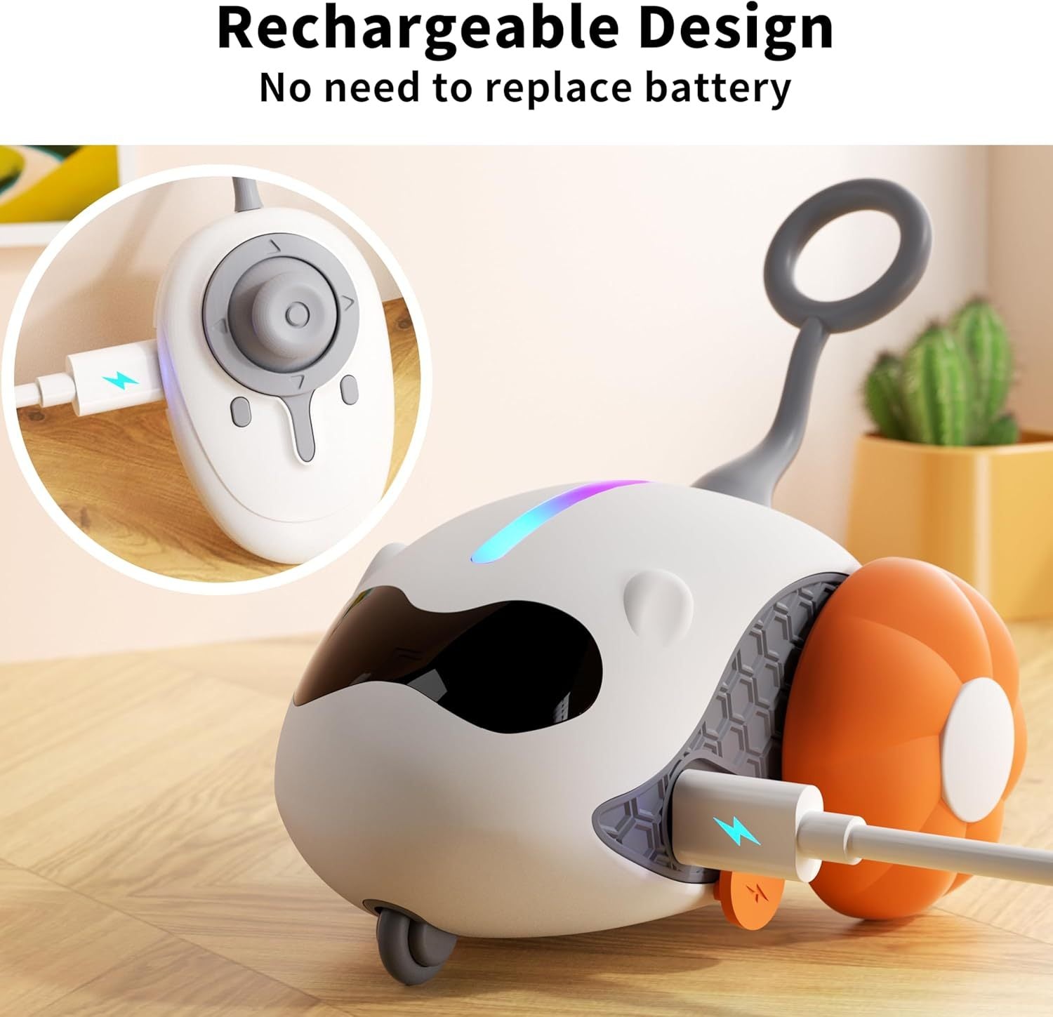 Interactive Cat Toys For Indoor Cats With Upgraded Rechargeable Joystick Remote Control Smart Automatic Moving Cat Toys With Kitten Toys For All Breeds Of Bored Cat Exercise-Blue