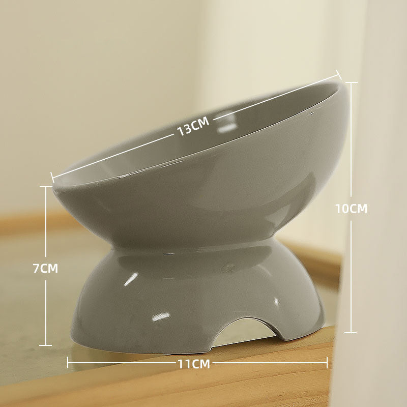Cat Bowl Ceramic Cat Food Bowl Cat Food Basin Plate Feeding Water Oblique Rice Bowl Feeding Bowl Protecting Cervical Spine Pet Cat Supplies