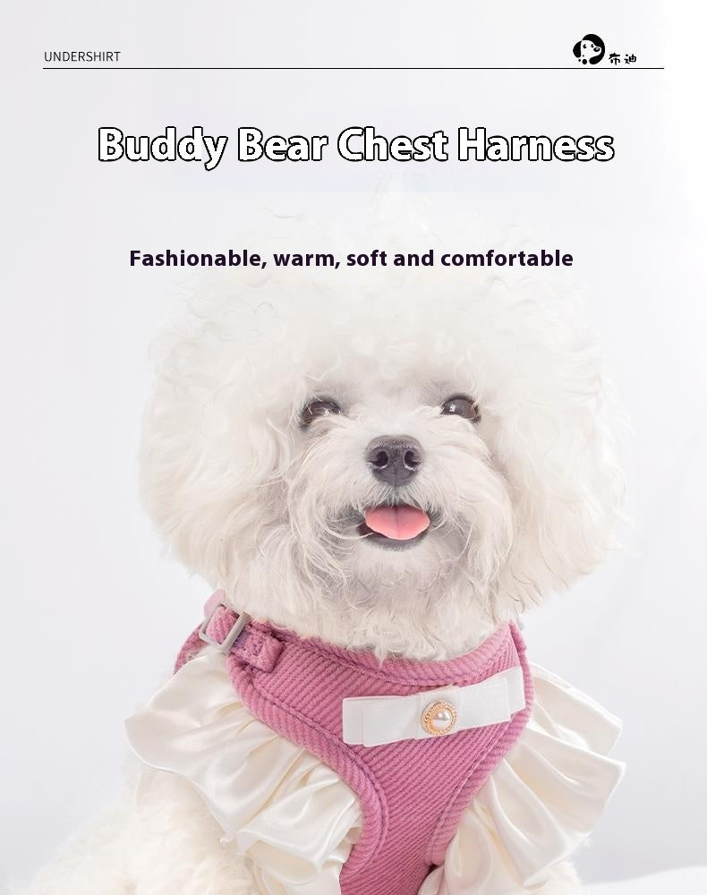 Cream Lace Bow Pet Leash