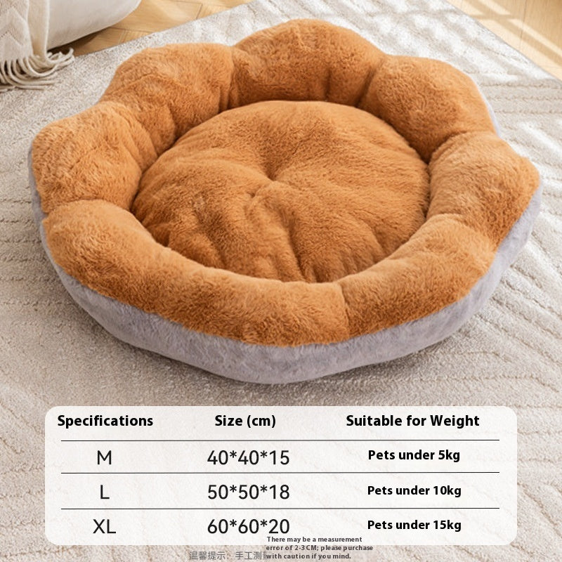 Thick Warm Rabbit Plush Detachable Removable Washable Pet Bed Round Nest
