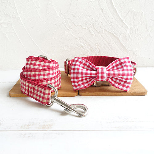 Pet Collar Bow Tie Set Leash