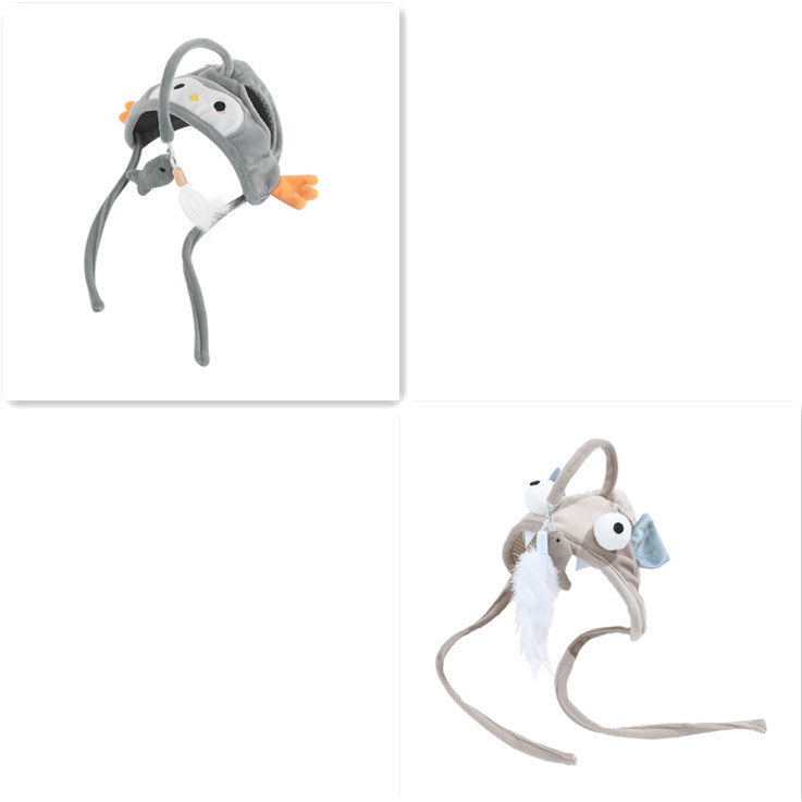 Head Wearing Feather Funny Cat