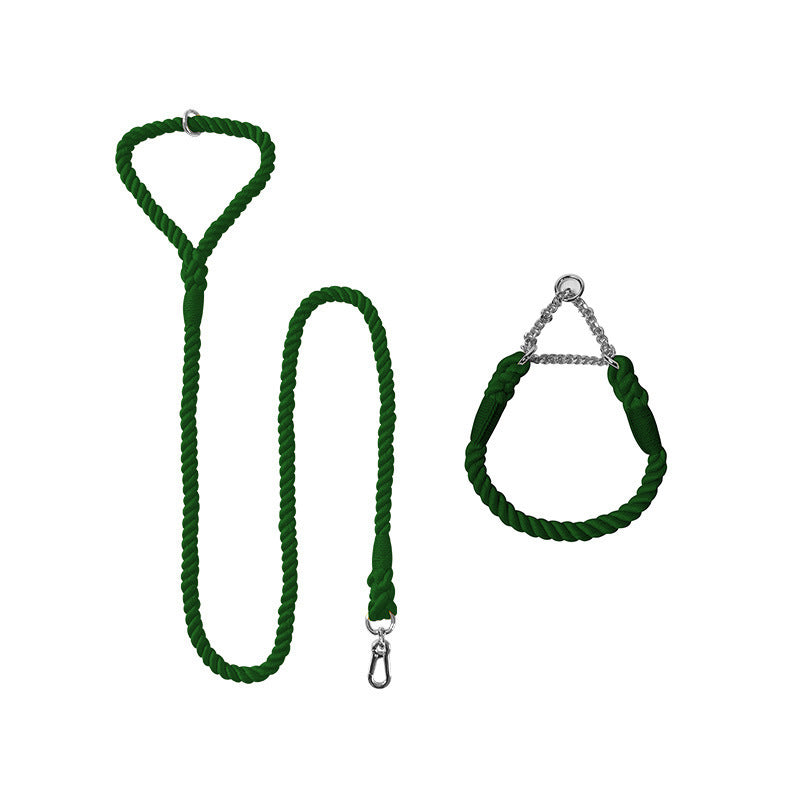 Woven Cotton Pet Dog Leash Collar Set