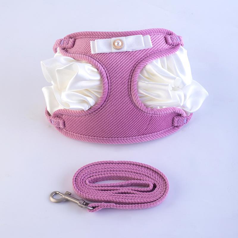 Cream Lace Bow Pet Leash