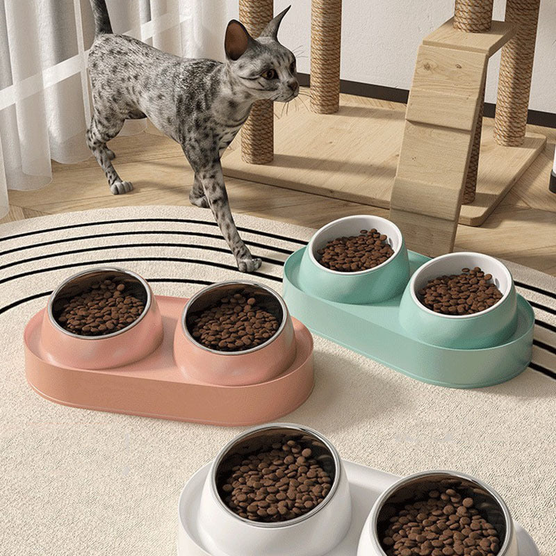 Pet Double Bowl Tilt Protect Neck