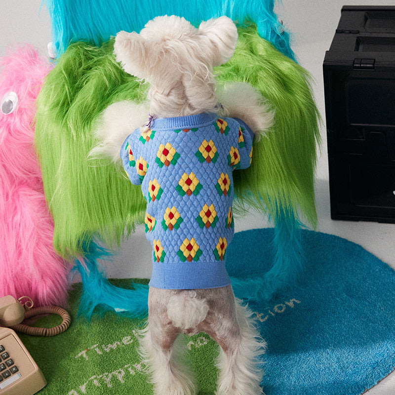 Pet Clothes Small Flower Dog Sweater
