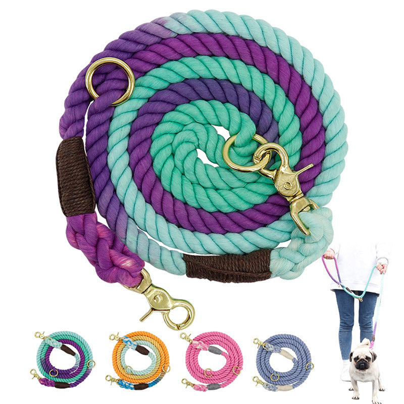 Multi-color cotton dog leash