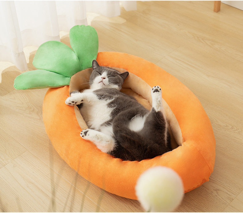 Carrot Dog Nesting Bed With Washable  Soft And Breathable Blanket Small And Medium Pet Bed Puppy Cushion