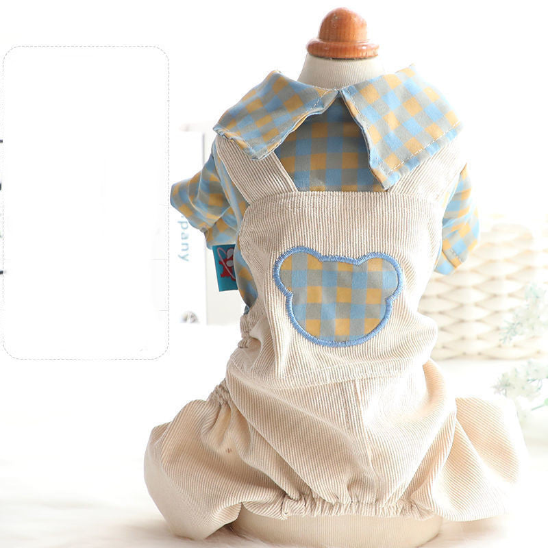 Thin Plaid Shirt Overalls Dog Clothes
