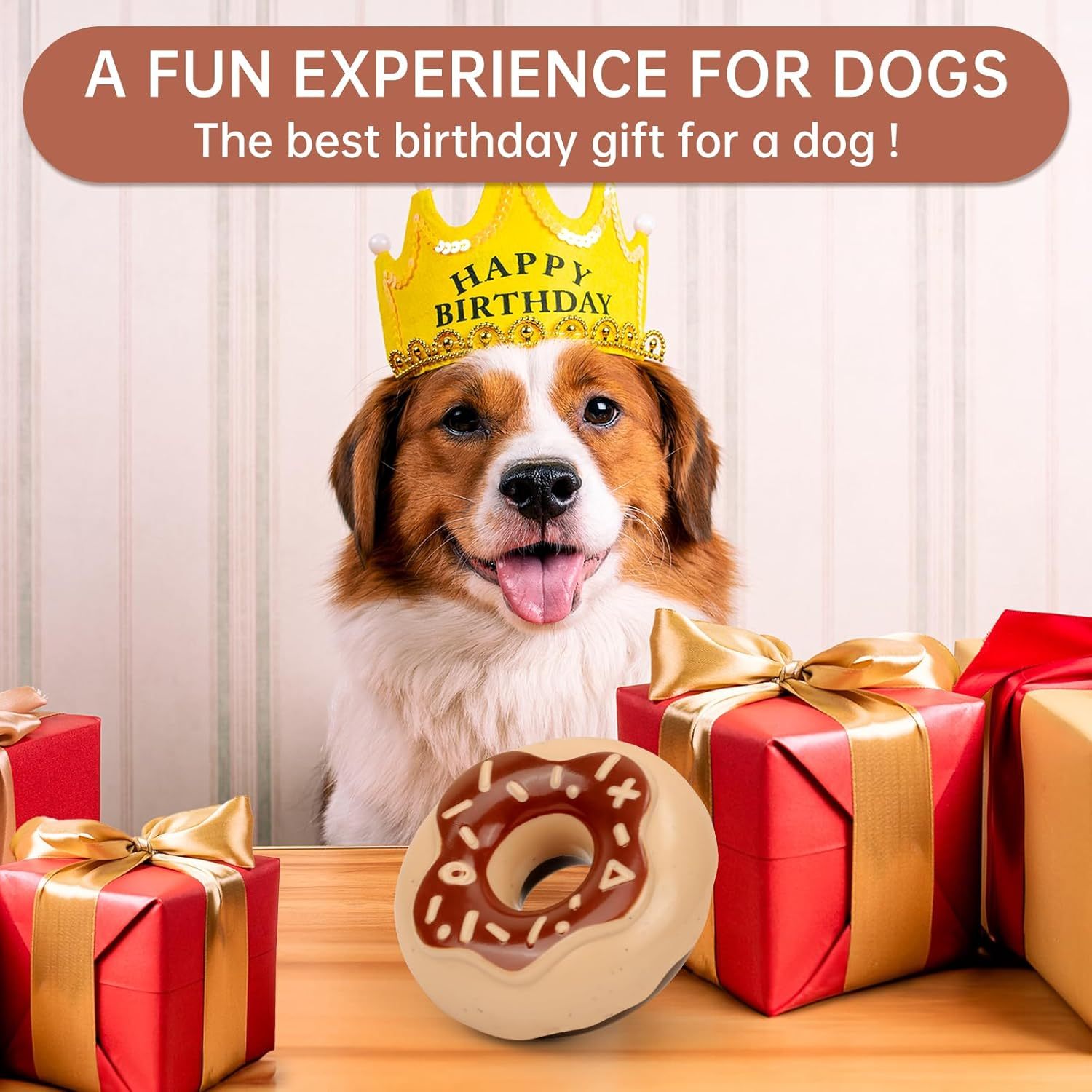 Donut Dog Toy TPR Durable Chewy And Fun Soundmaking Dog Toy Dog Chew Toys For Aggressive Chewers Teeth Grinding Dog Birthday Gifts Interactive Toys For Small Medium Large Dog Breeds