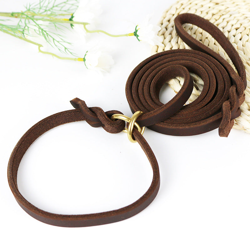 Pet Integrated Leather Hand Holding Rope Training Pet Leash
