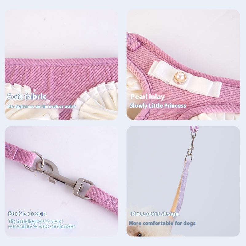 Cream Lace Bow Pet Leash