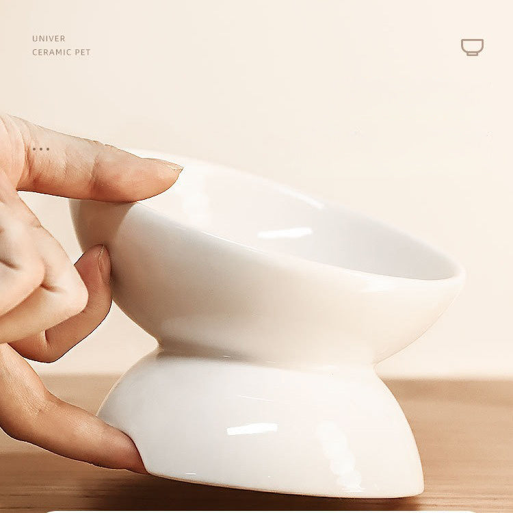 Cat Bowl Ceramic Cat Food Bowl Cat Food Basin Plate Feeding Water Oblique Rice Bowl Feeding Bowl Protecting Cervical Spine Pet Cat Supplies