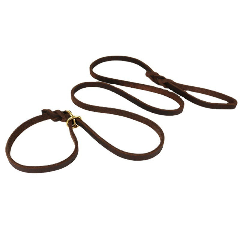 Pet Integrated Leather Hand Holding Rope Training Pet Leash
