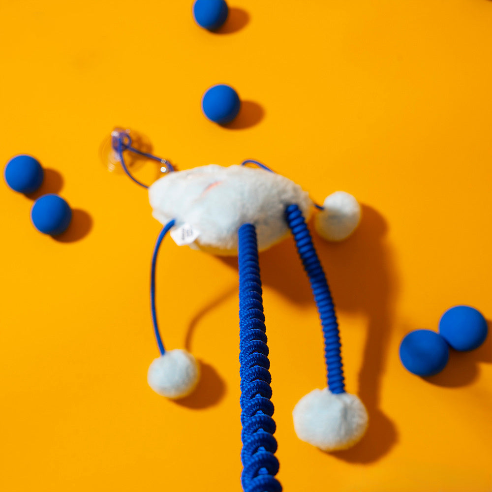 Pet Cat Toy Plush Telescopic Elastic Plush Funny Play Cat Toys Ring Mint Bell Happy High Quality Good Elastic Rope Cat Toys