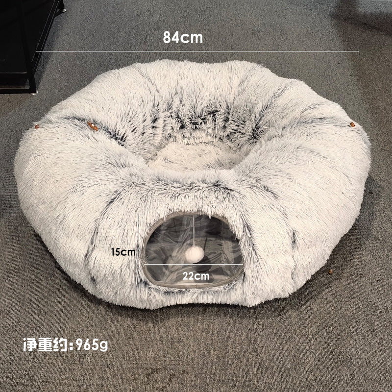 Plush Cat Bed, Cat Tunnel, Winter Warm Creative Pet Bed, Foldable Cat Passage, Dog Bed