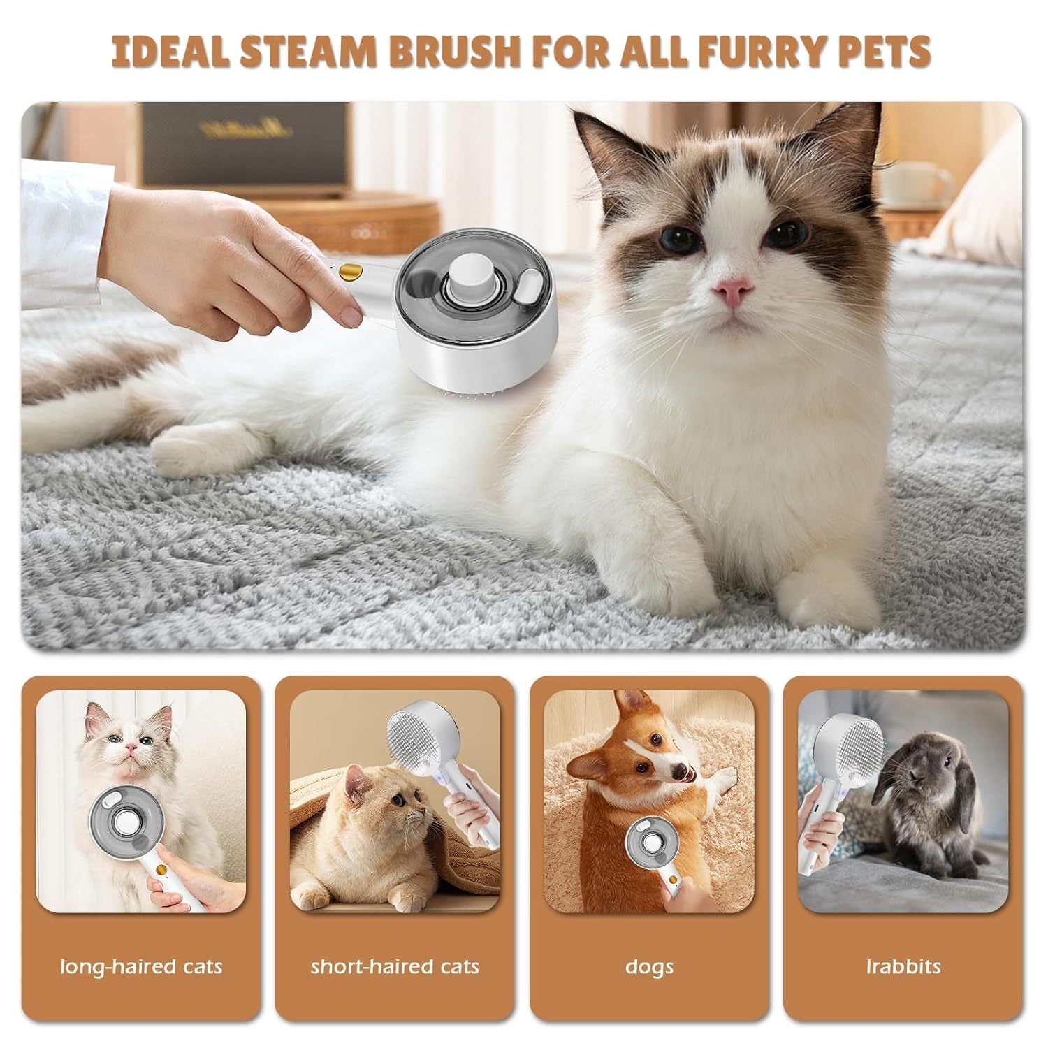 Cat Steam Brush For Shedding Spritz