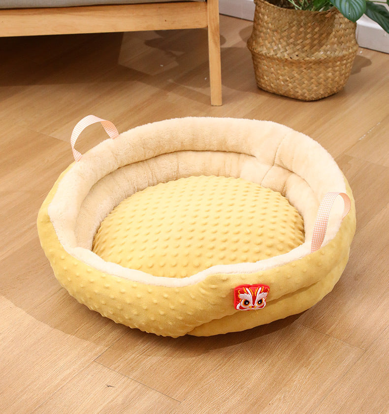 Cat Dog Kennel Doudou Velvet Small Doll Portable Round Nest Dog Cushion Pet Bed Winter Warm Kennel
