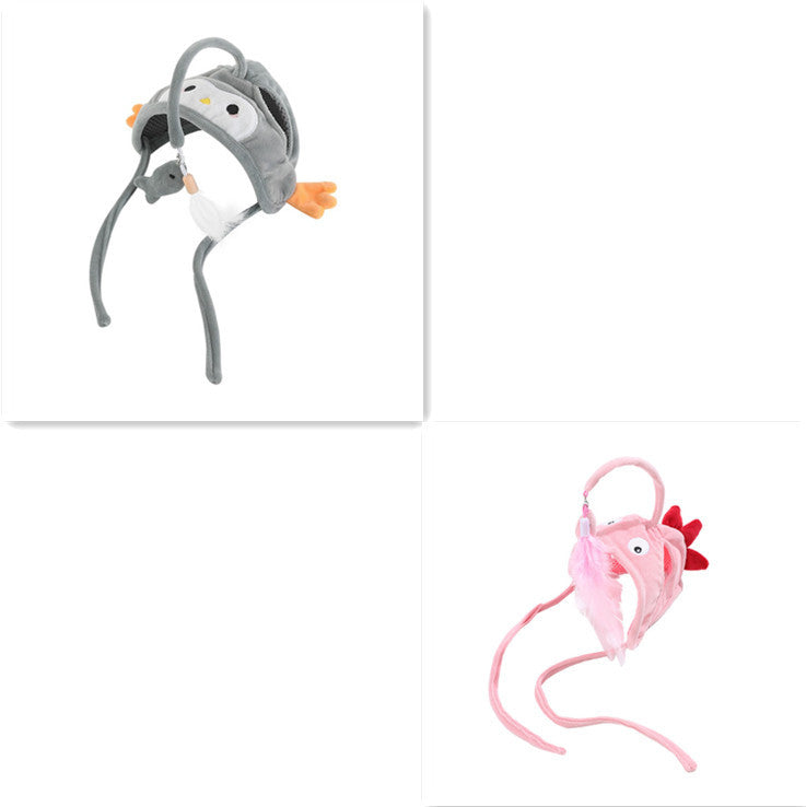 Head Wearing Feather Funny Cat