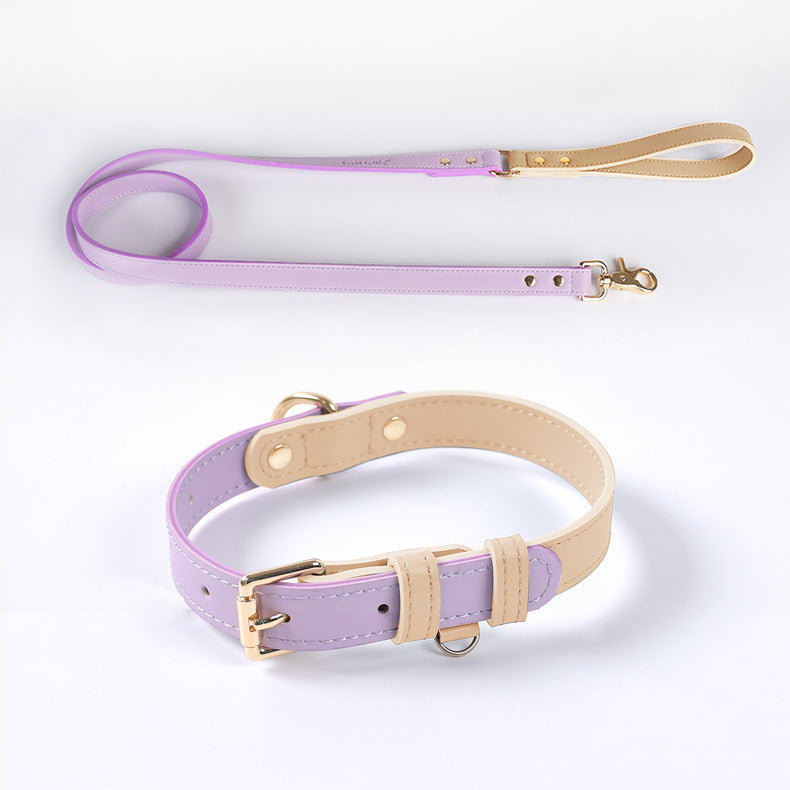 Leather Pet Dog Leash Collar Set
