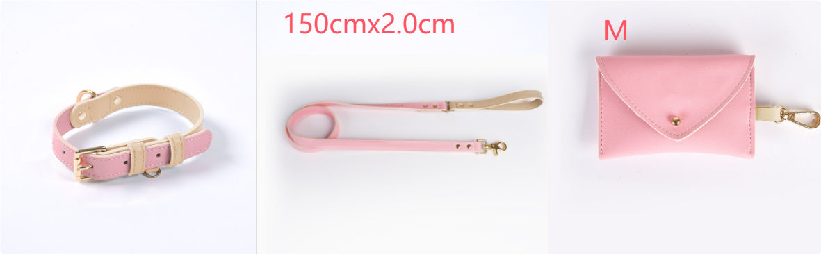 Leather Pet Dog Leash Collar Set