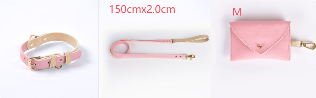 Leather Pet Dog Leash Collar Set