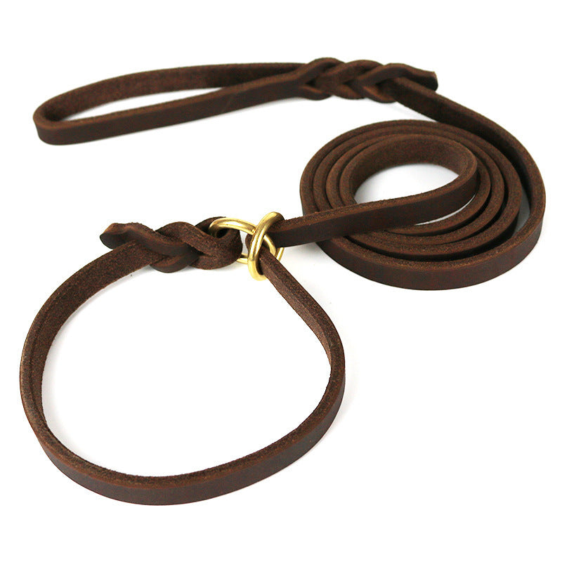 Pet Integrated Leather Hand Holding Rope Training Pet Leash