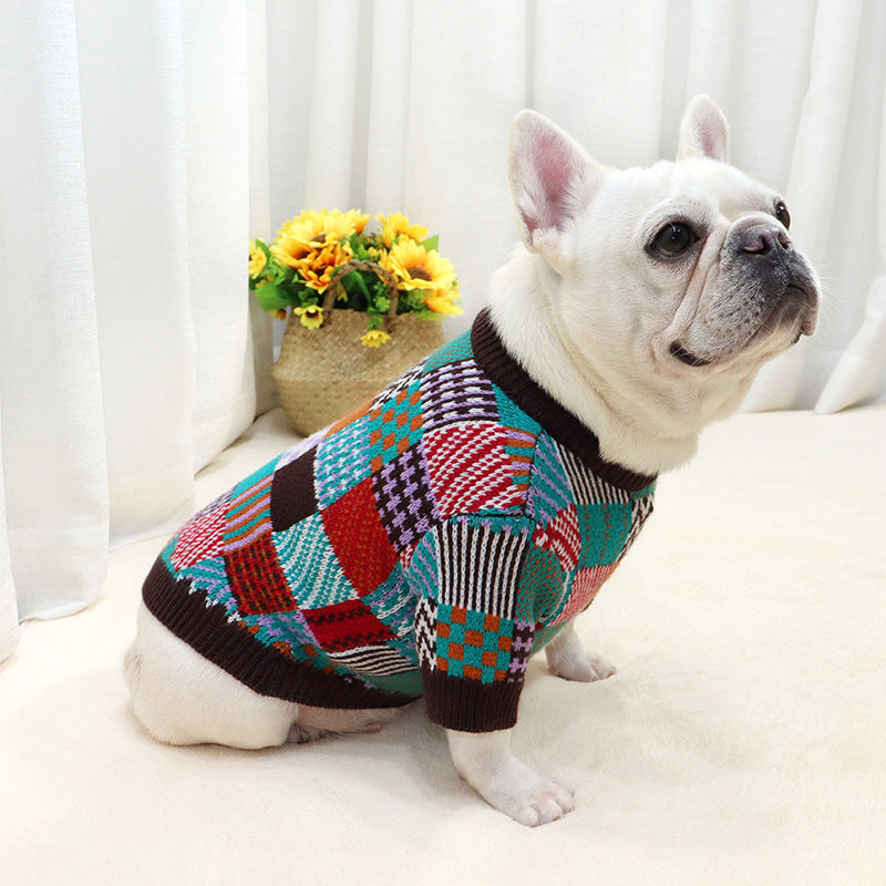 Fashion Pet Dog Beggar Outfit Contrast Sweater