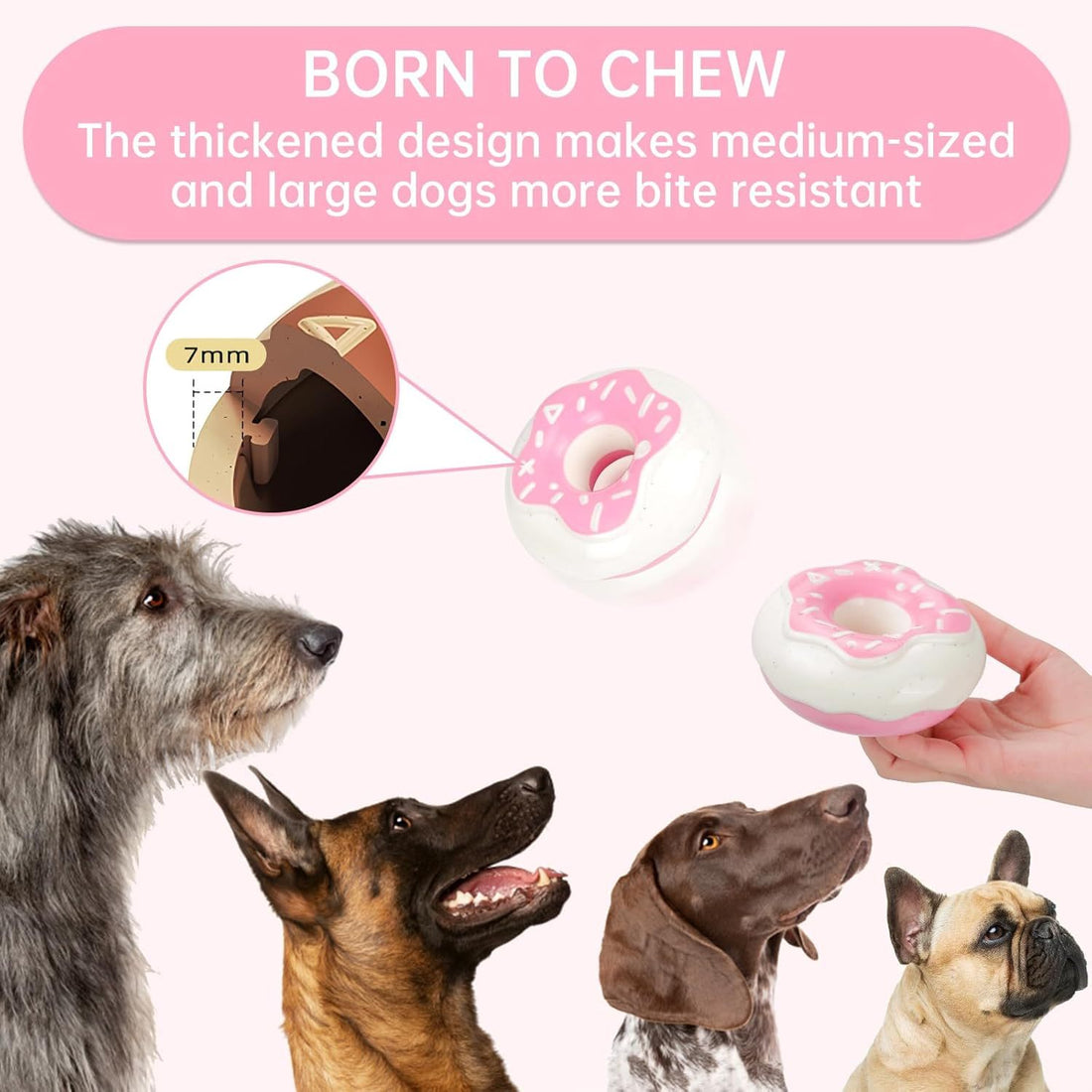 Donut Dog Toy TPR Durable Chewy And Fun Soundmaking Dog Toy Dog Chew Toys For Aggressive Chewers Teeth Grinding Dog Birthday Gifts Interactive Toys For Small Medium Large Dog Breeds