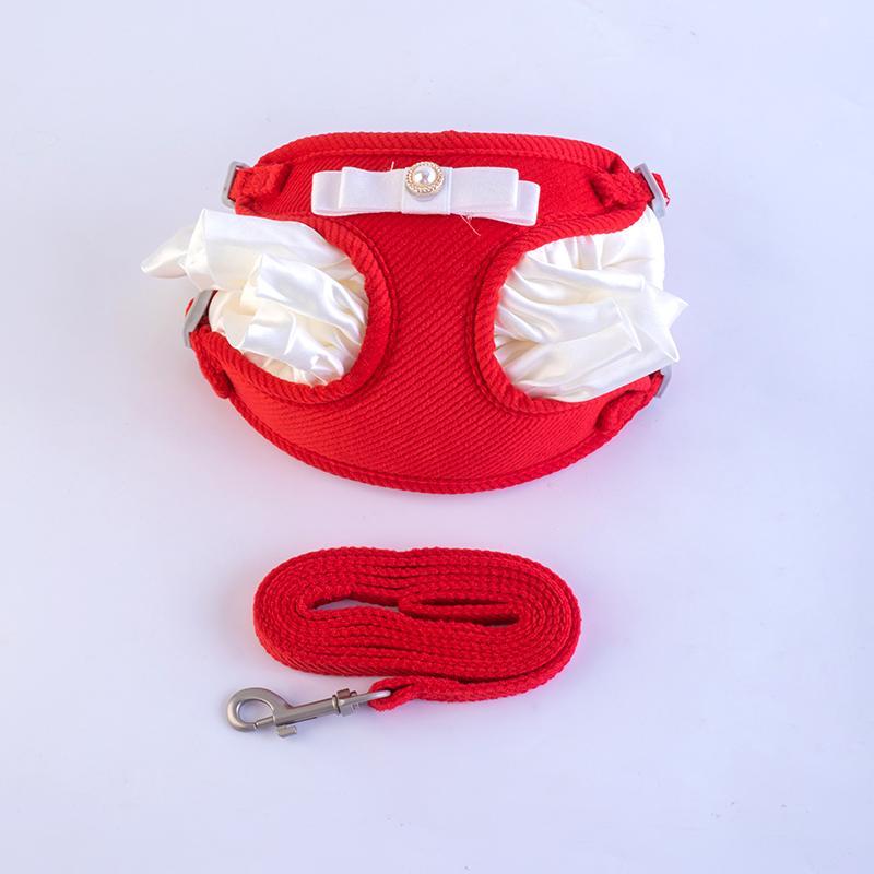 Cream Lace Bow Pet Leash