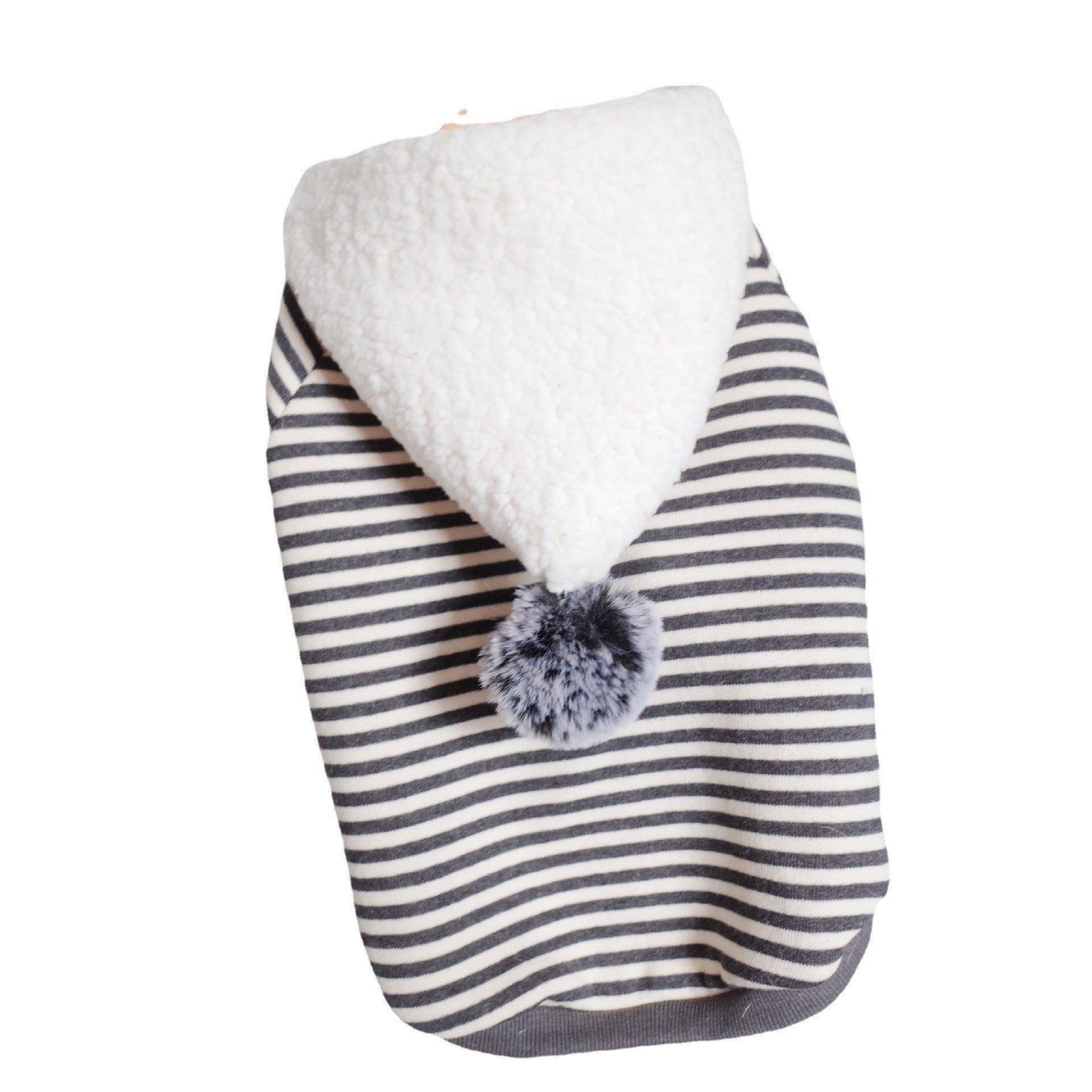 Pet Dog Lamb Velvet Striped Knitted Hooded Sweater